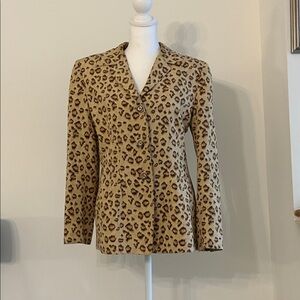 100% Silk Leopard Print Blazer